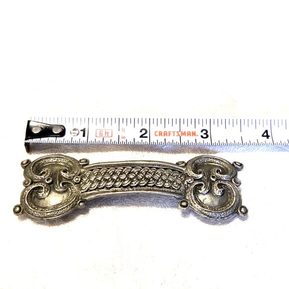 Vintage Celtic Brooch Pewter Gray Signed Artcast Shawl Scarf Statement Pin - Picture 3 of 6